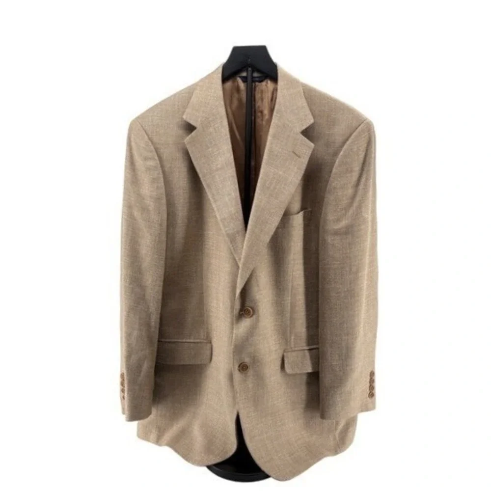 Brooks Brothers Mens 41R Tan Wool Blend 2 Button Blazer Sport Coat Made in Italy